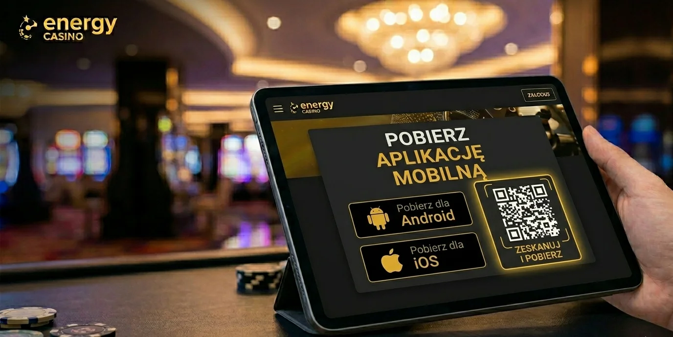 Energy Casino — kod QR do pobrania aplikacji na tablecie